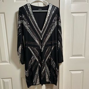 Express sequin long sleeve dress.  XL